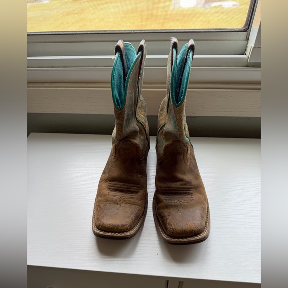 Ariat Youth Cowboy Boots Size 5 Fits Women’s 7 Brown Western Boots - Picture 7 of 12
